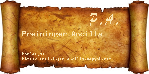 Preininger Ancilla névjegykártya